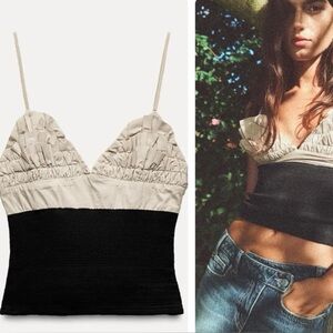 Zara | Cream ruffle and black cami